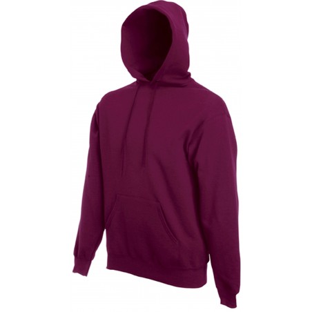 sweat capuche bordeaux sans fermeture éclair poche devant fruit of the loom