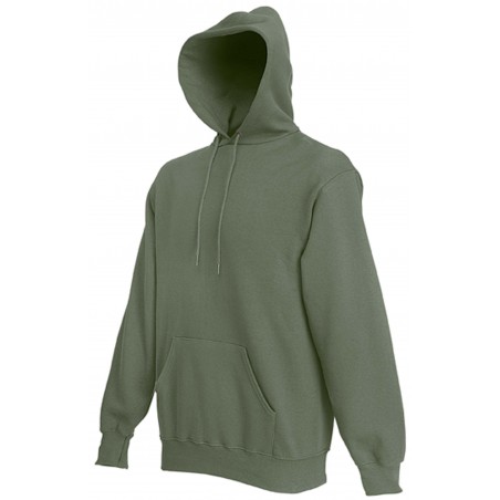 sweat capuche vert olive kaki sans fermeture éclair poche devant fruit of the loom